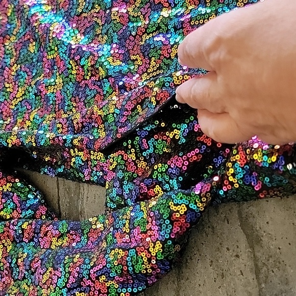 KANCY KOLE Multi Color Sequined Button Up Cardigan Sweater Style Jacket size L - Picture 6 of 13